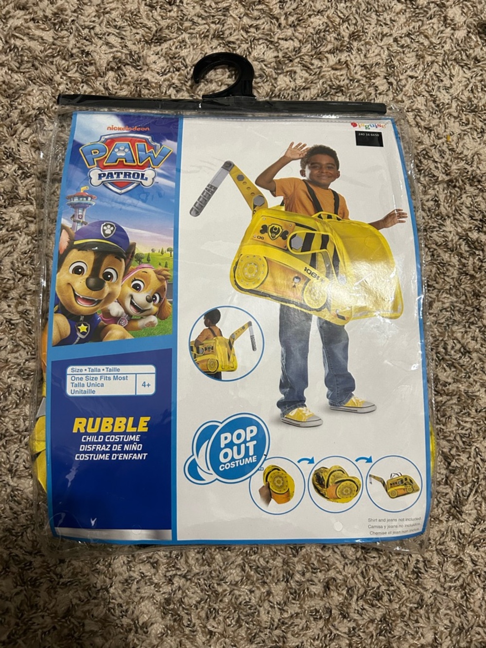 Paw Patrol Rubble Pop-Out Costume - Yellow